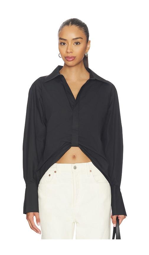 hevron paola top in black.