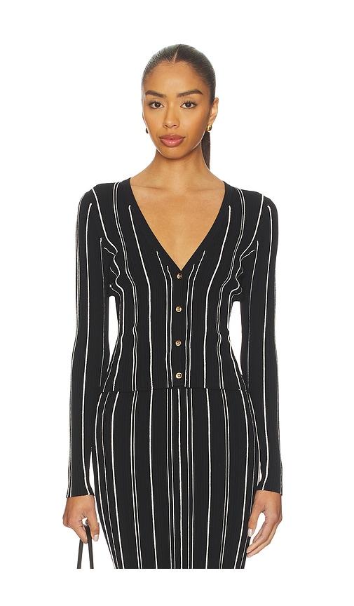 hevron pearl cardigan in black,white.