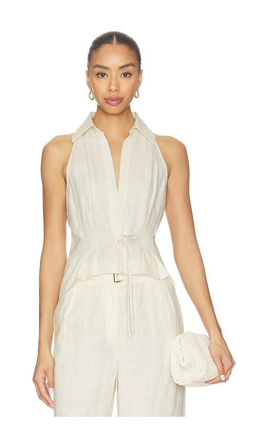 hevron sloan linen vest in ivory.