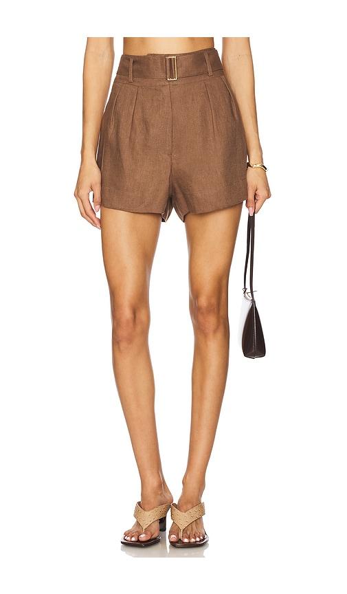 hevron zinna short in brown.