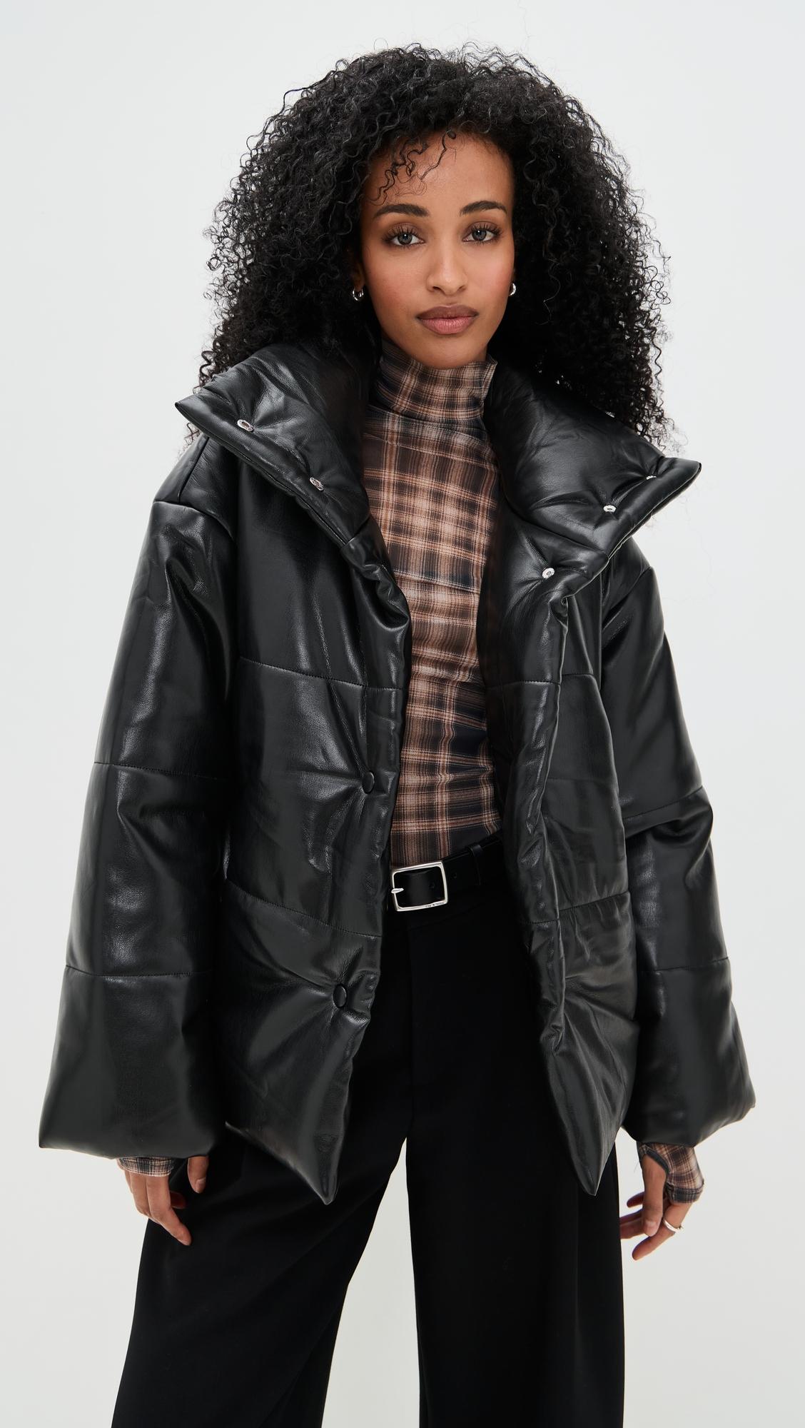 hide faux leather puffer coat