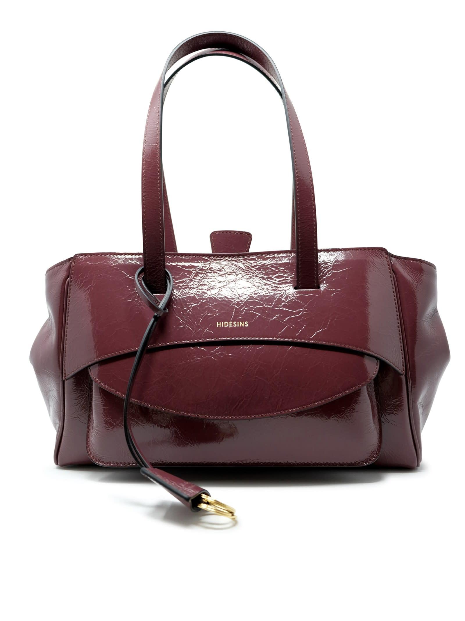 hidesins bs21el5234 basset elisir black cherry leather handbag