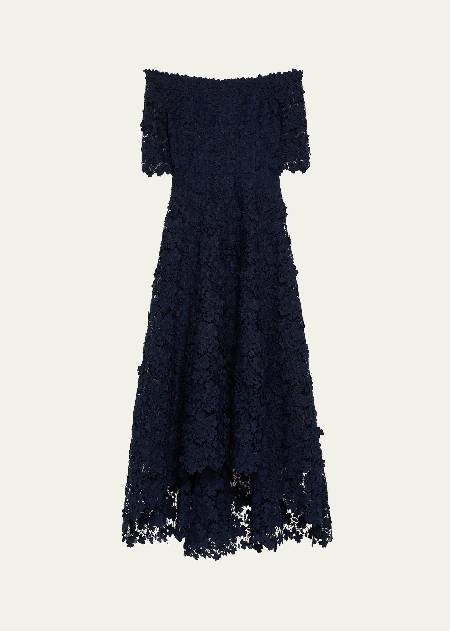 high-low floral lace maxi dress