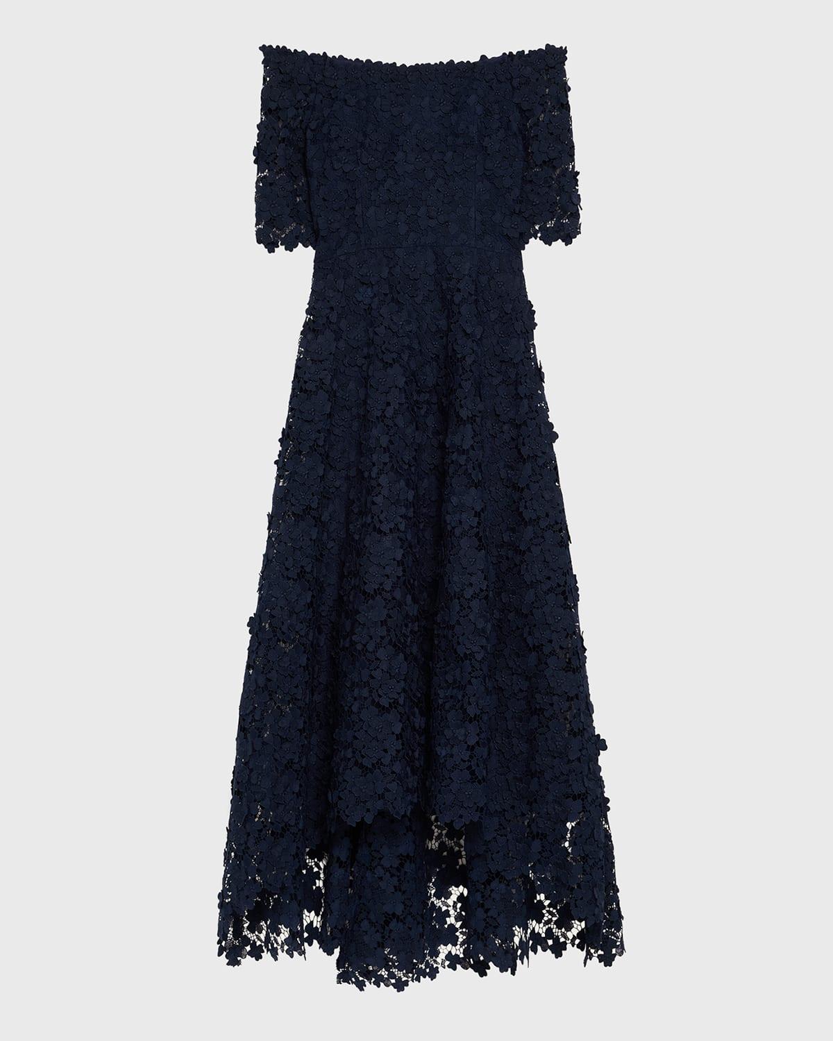 high-low floral lace maxi dress