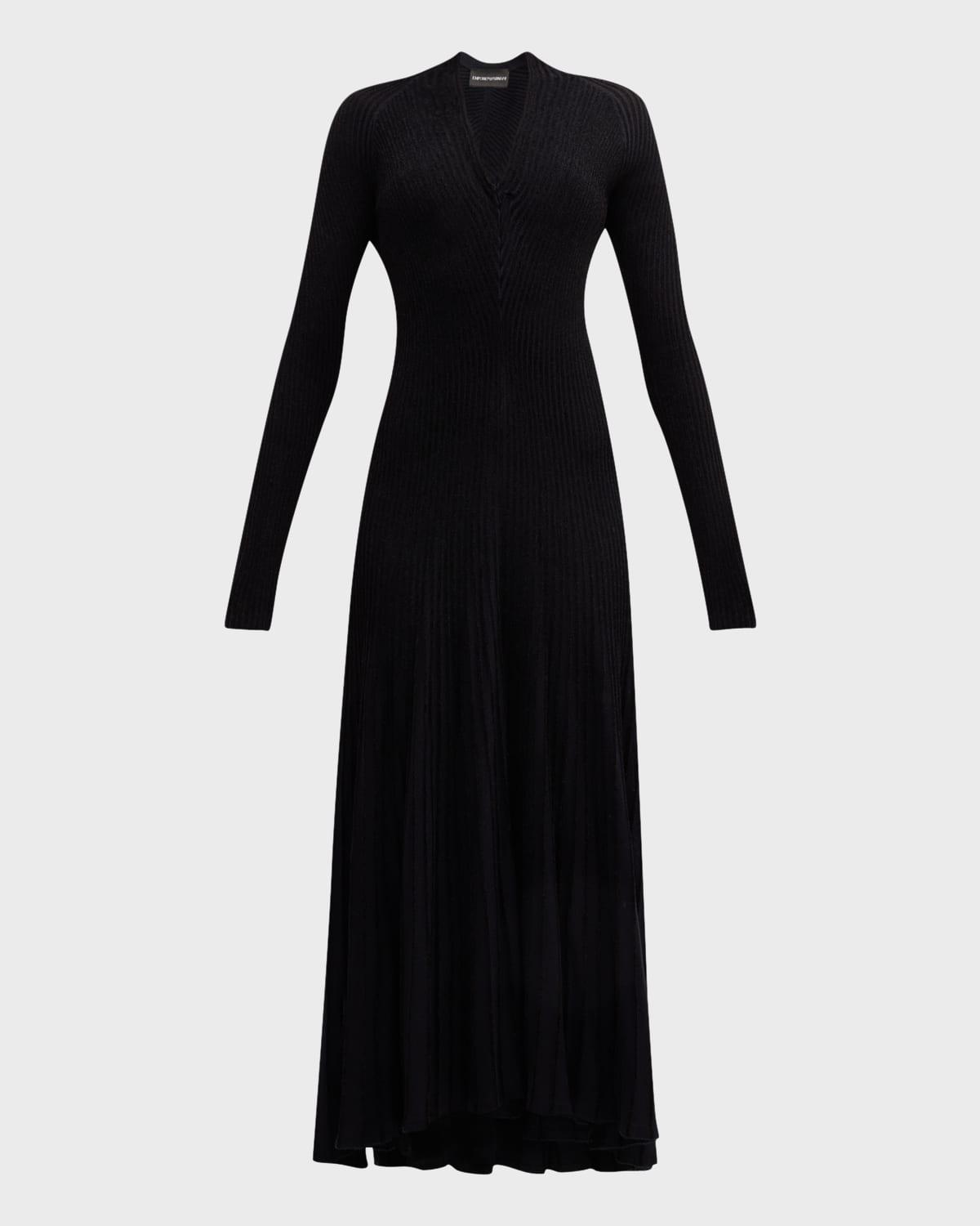 high-low ribbed knit midi dress