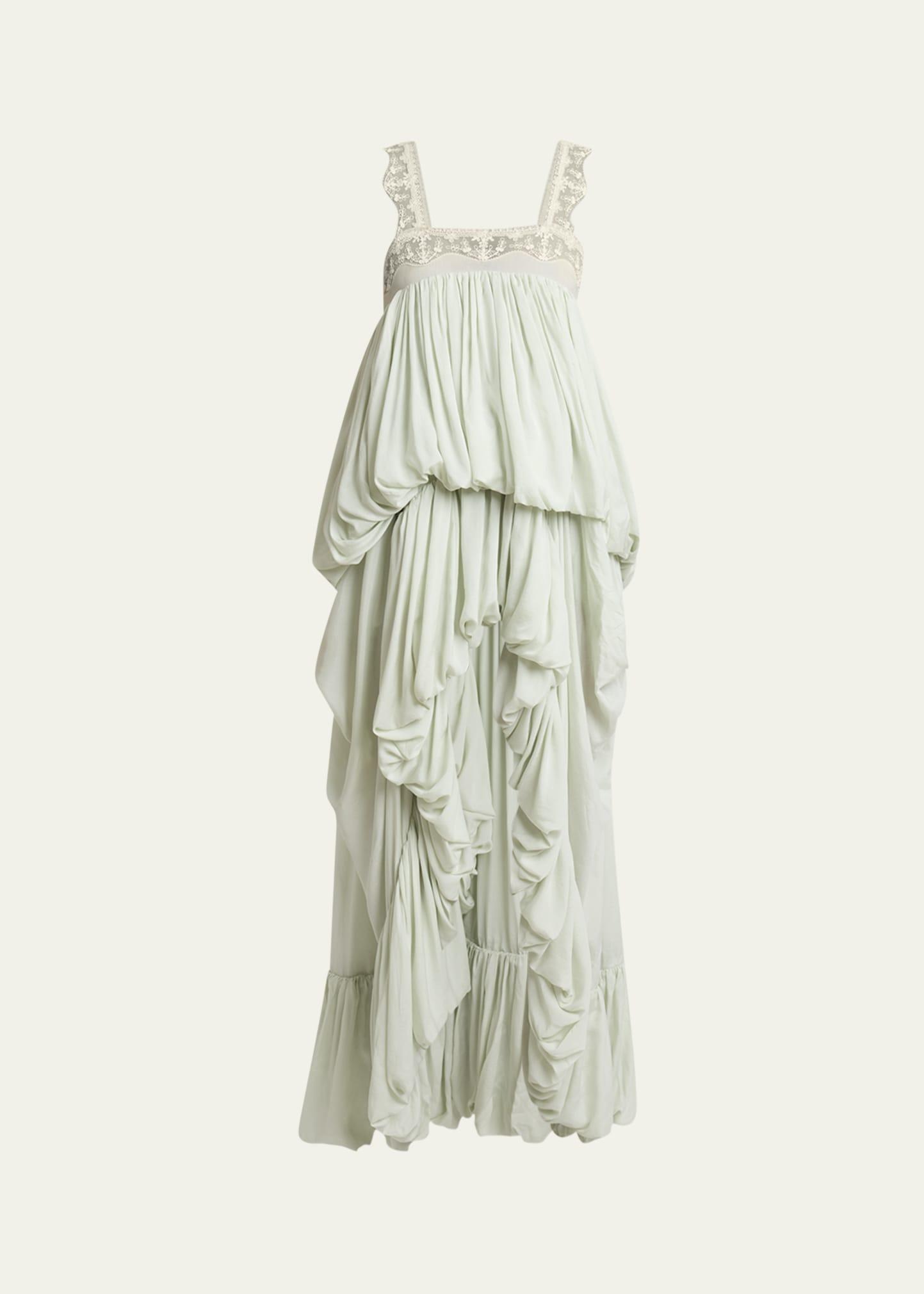 high-low ruffled dress