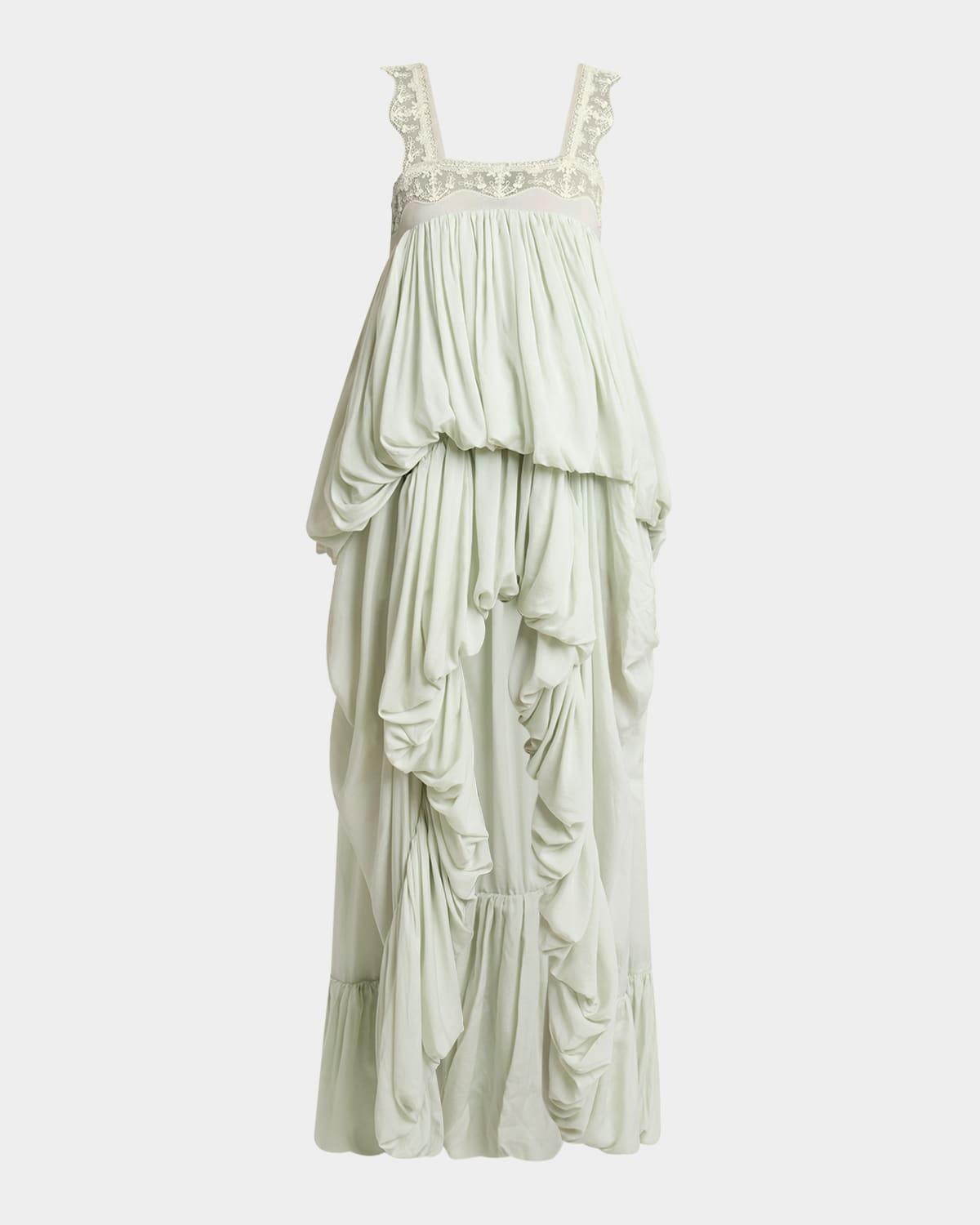 high-low ruffled dress