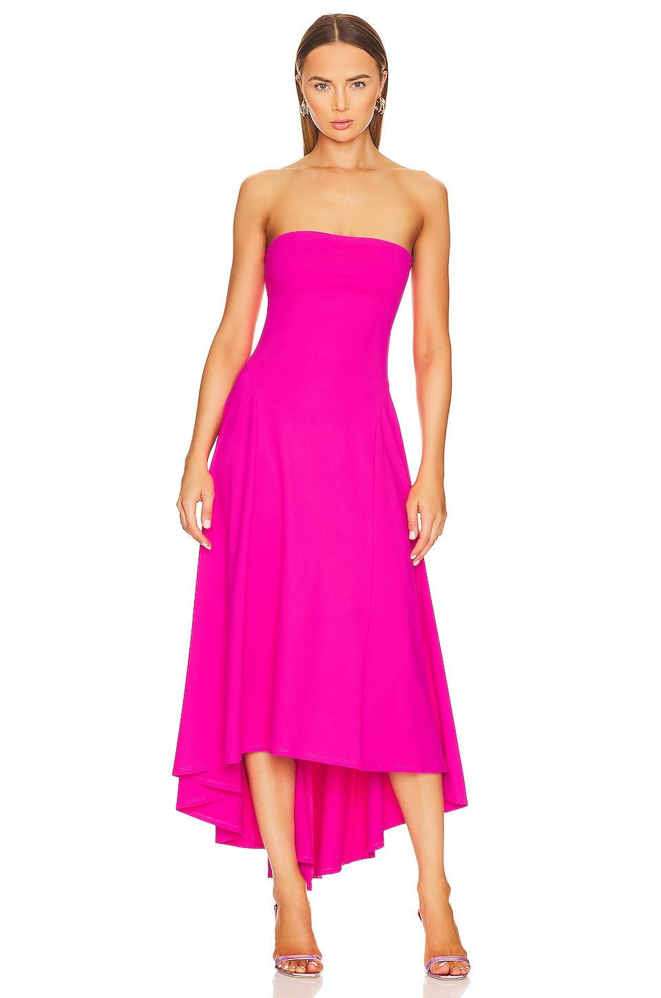 high low strapless dress