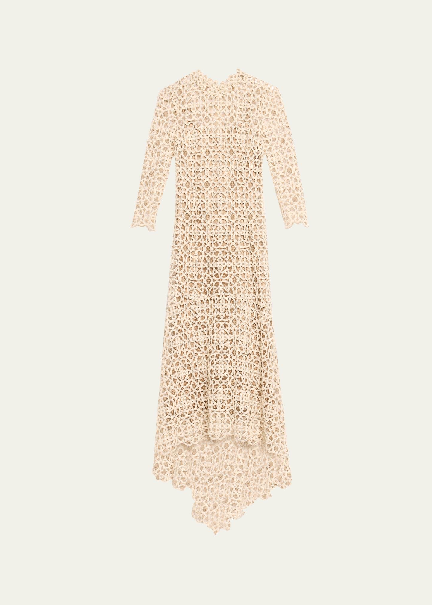 high-low stretch crochet maxi dress