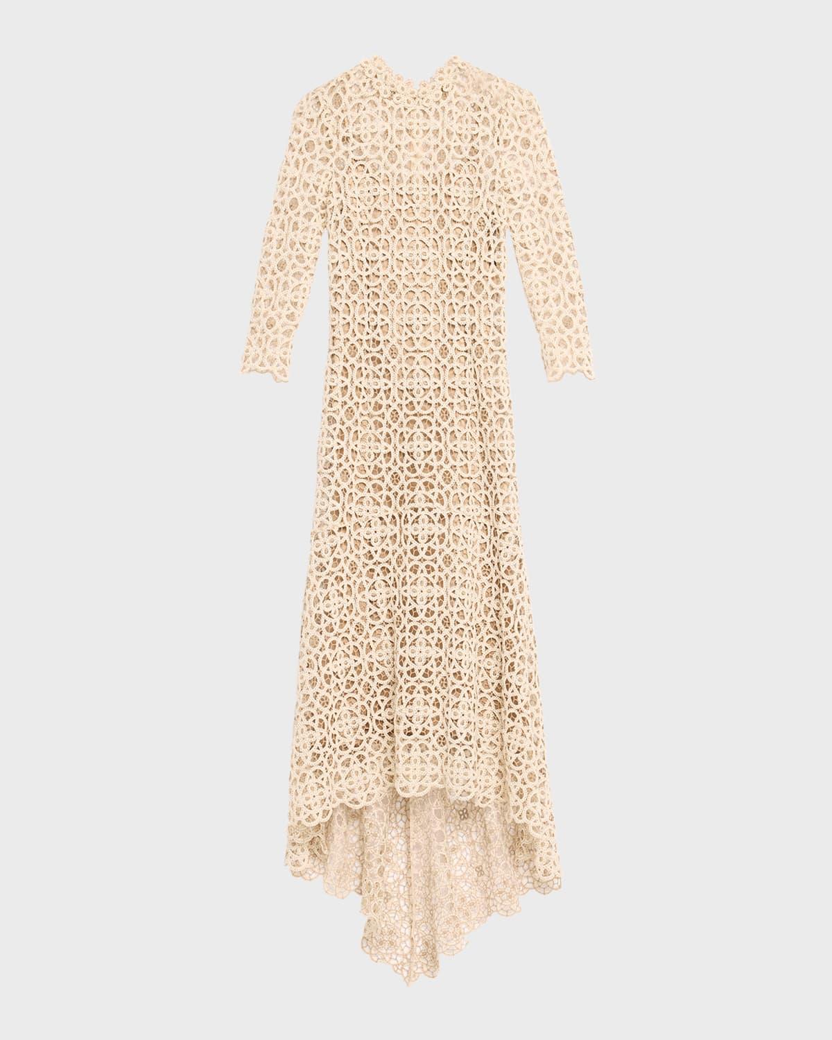 high-low stretch crochet maxi dress