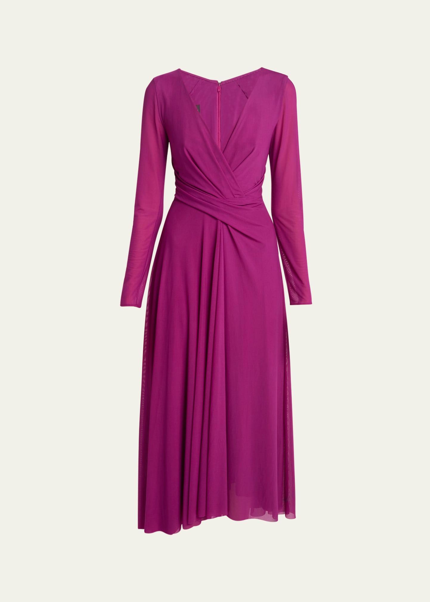 high-low stretch tulle midi dress
