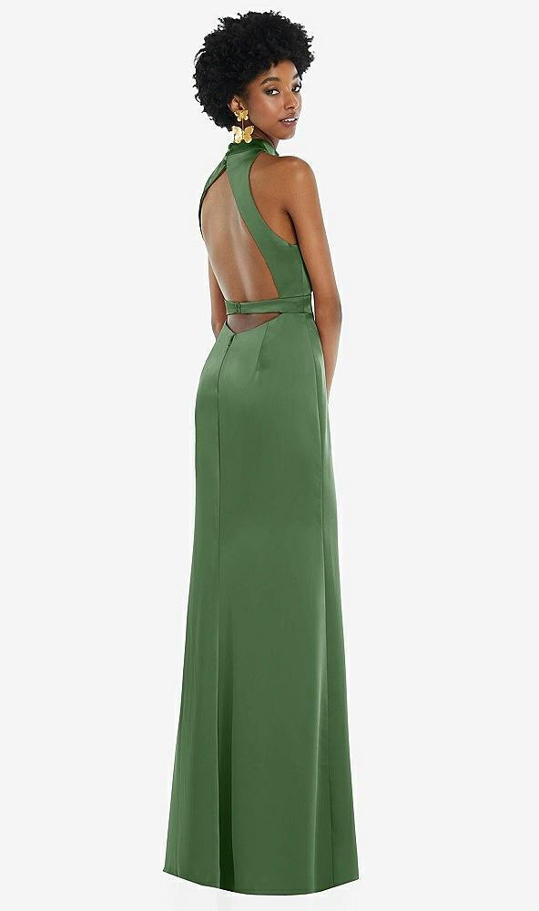 high neck backless maxi dress with slim belt