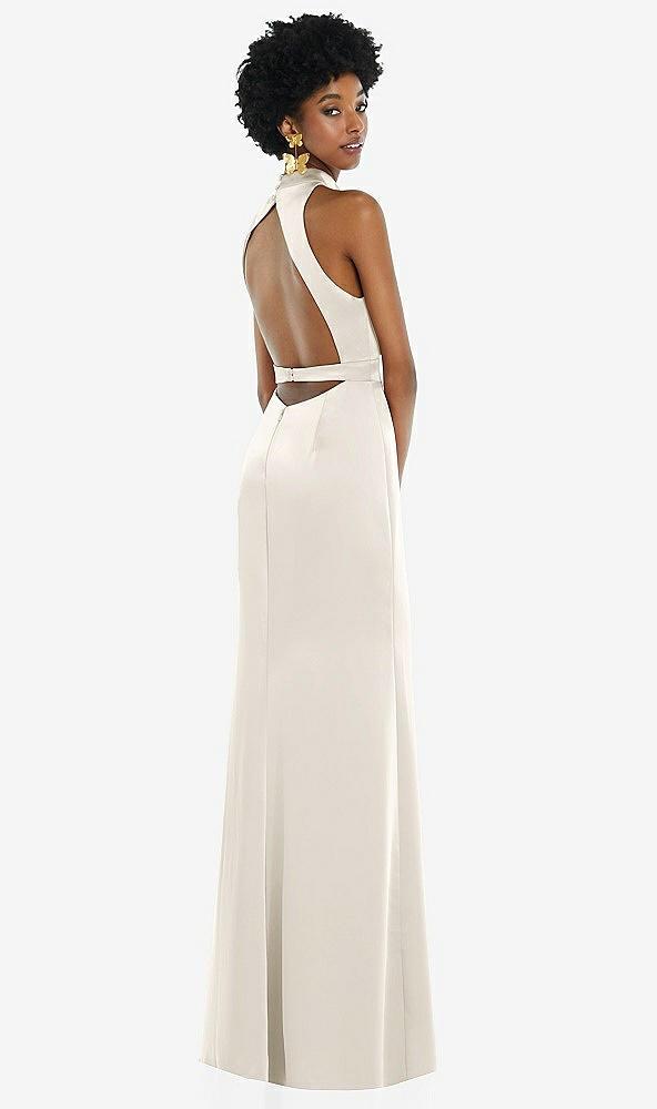 high neck backless maxi dress with slim belt