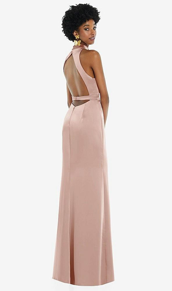 high neck backless maxi dress with slim belt