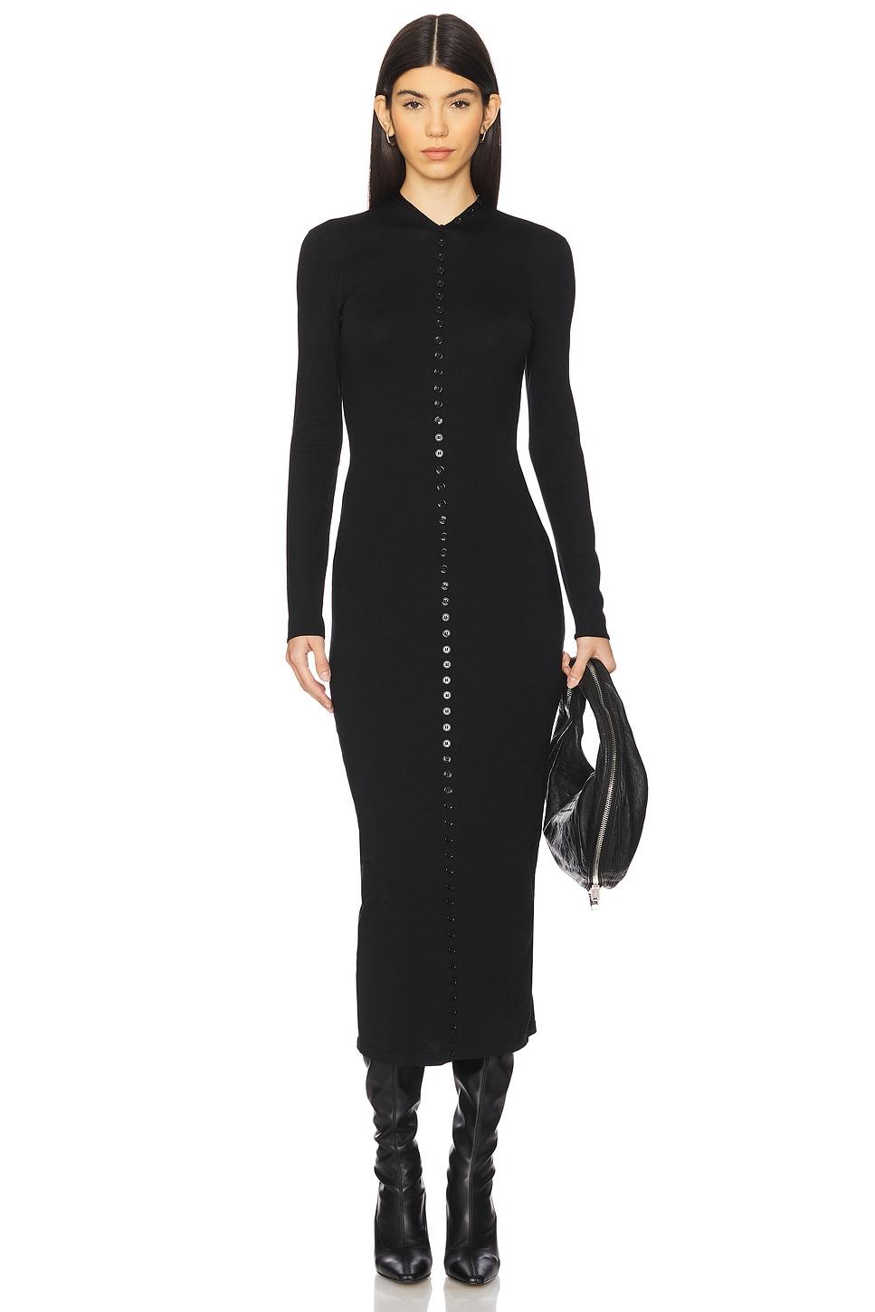 high neck button up dress