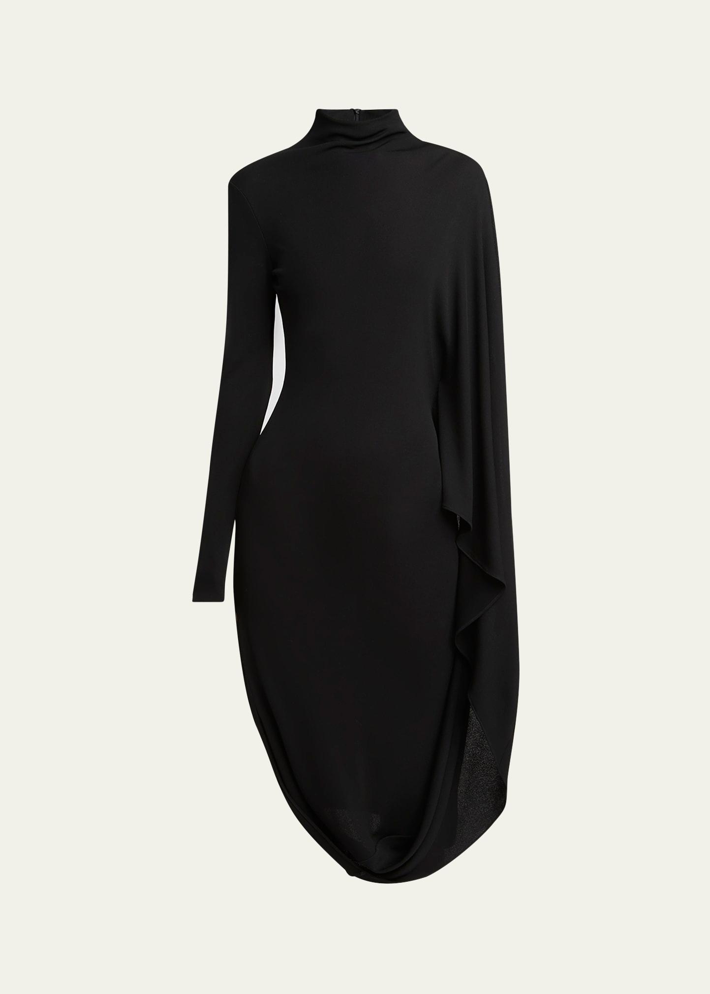 high neck cape viscose dress