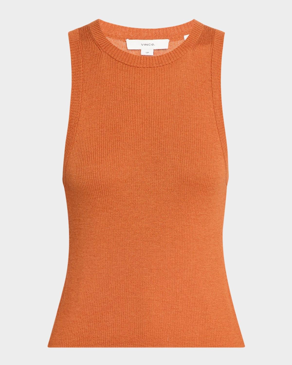 high-neck cashmere-silk tank top