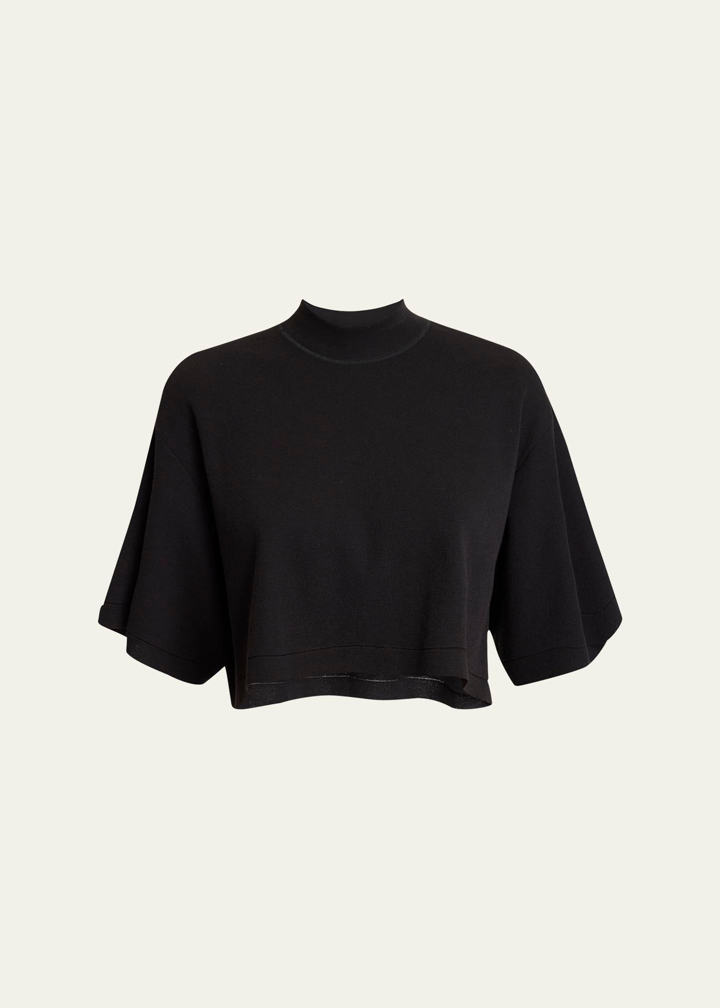 high-neck cropped t-shirt
