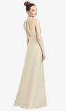 high-neck cutout satin dress with pockets