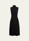 high-neck flared dress