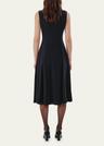 high-neck flared dress