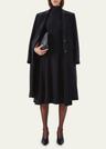 high-neck flared dress