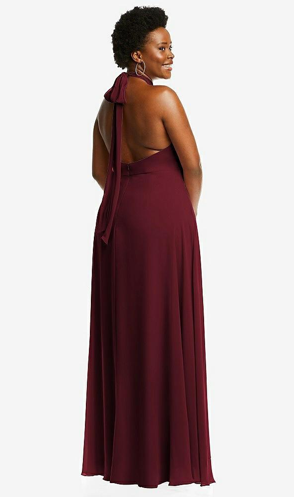 high neck halter backless maxi dress