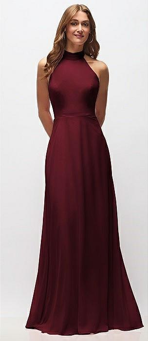 high neck halter backless maxi dress