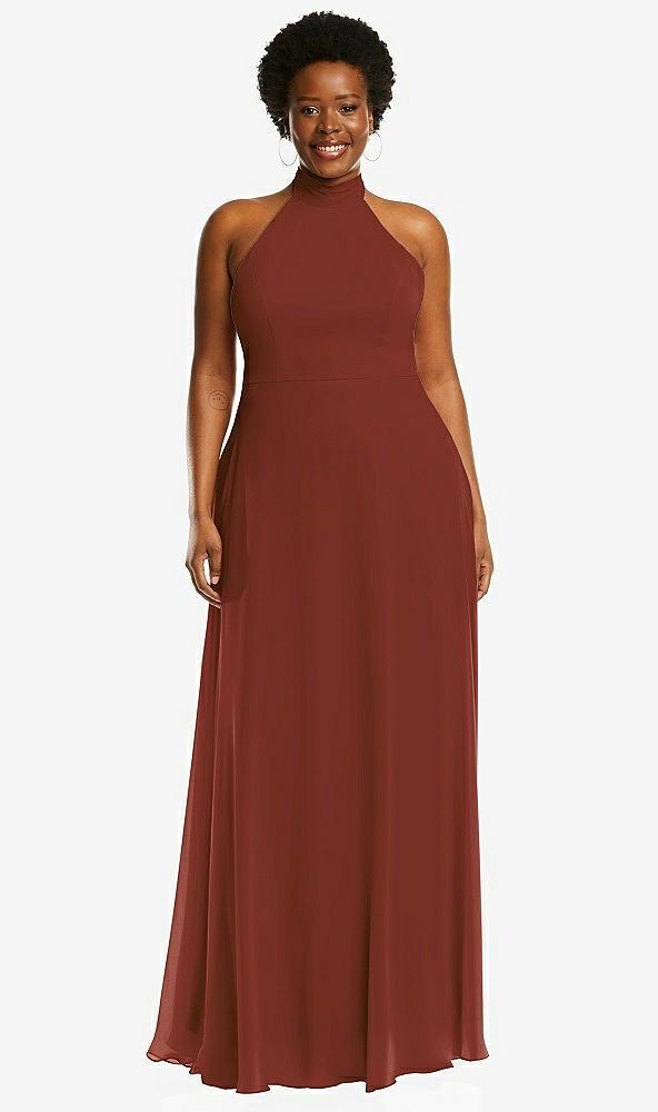 high neck halter backless maxi dress