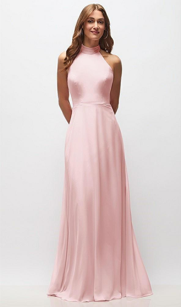 high neck halter backless maxi dress