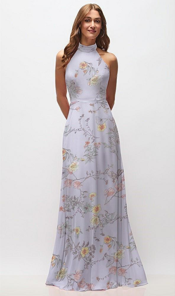high neck halter backless maxi dress