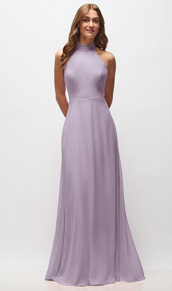 high neck halter backless maxi dress