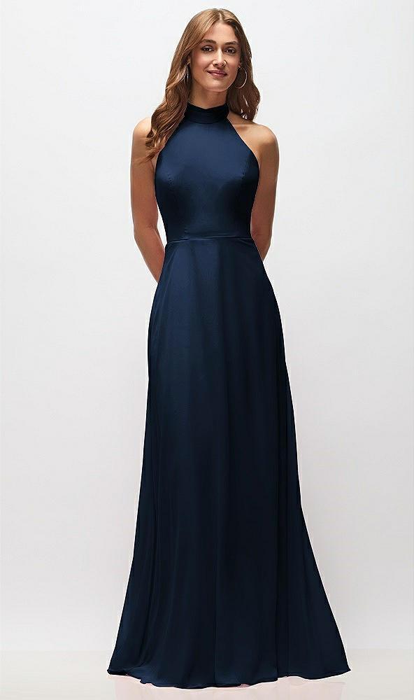 high neck halter backless maxi dress