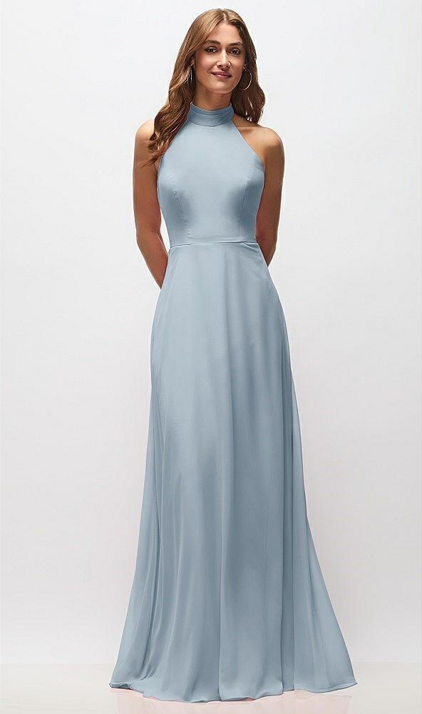 high neck halter backless maxi dress
