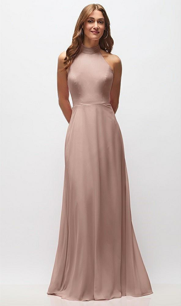 high neck halter backless maxi dress