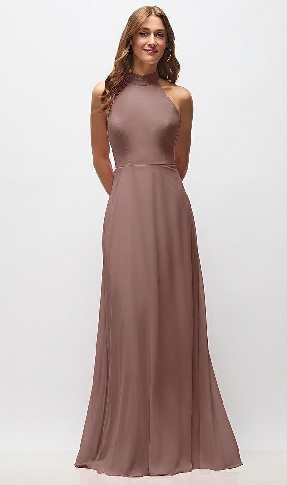 high neck halter backless maxi dress