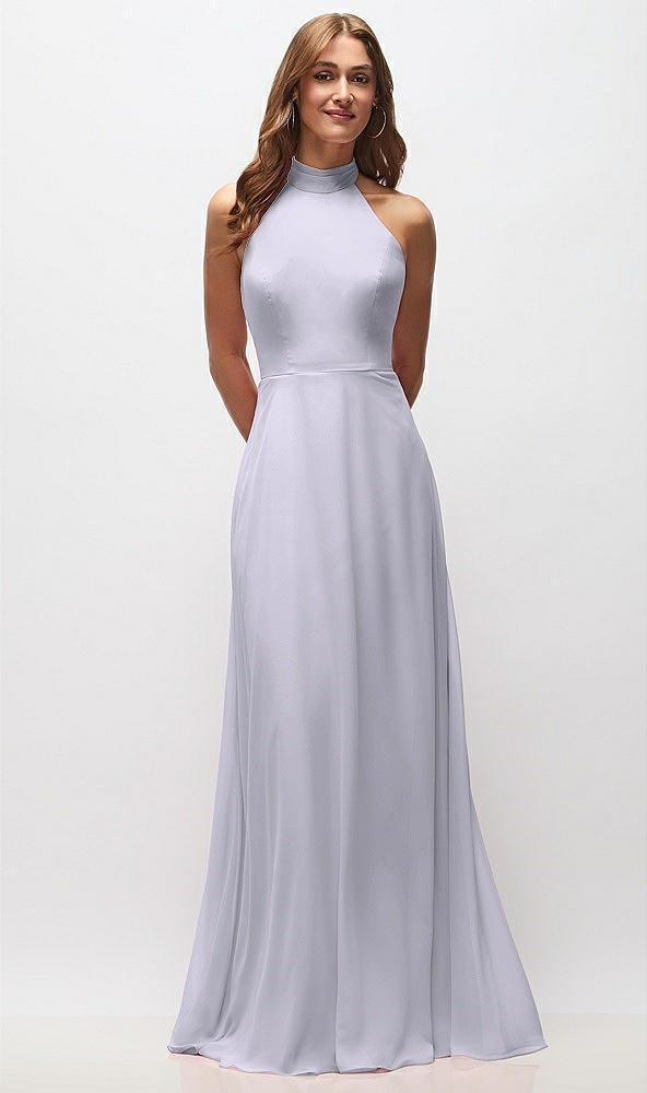 high neck halter backless maxi dress