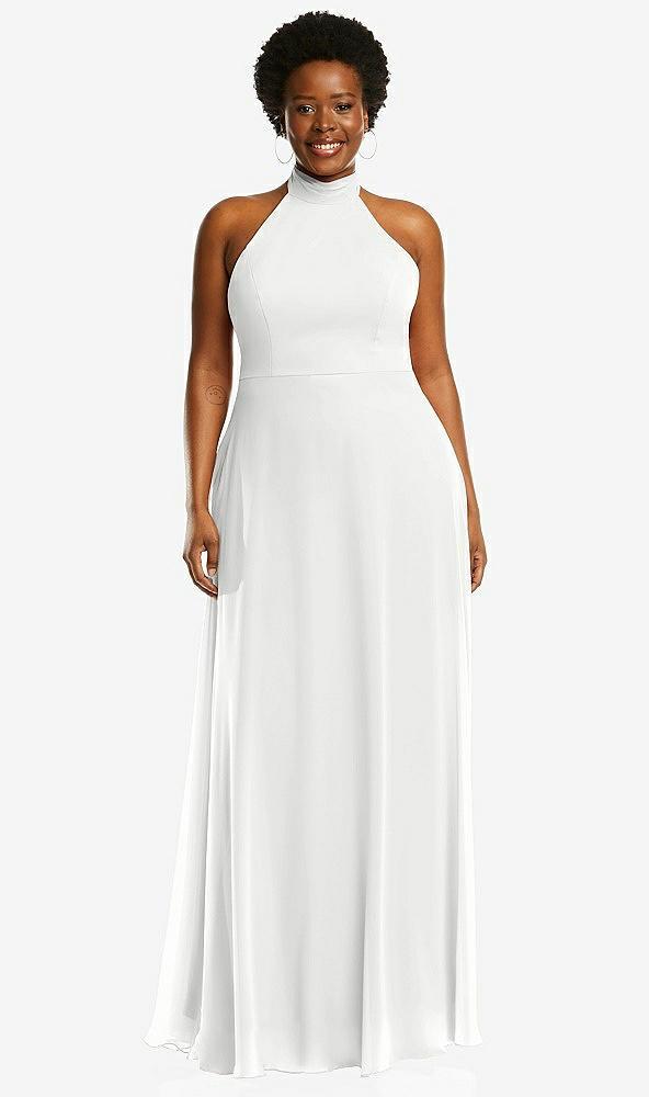 high neck halter backless maxi dress