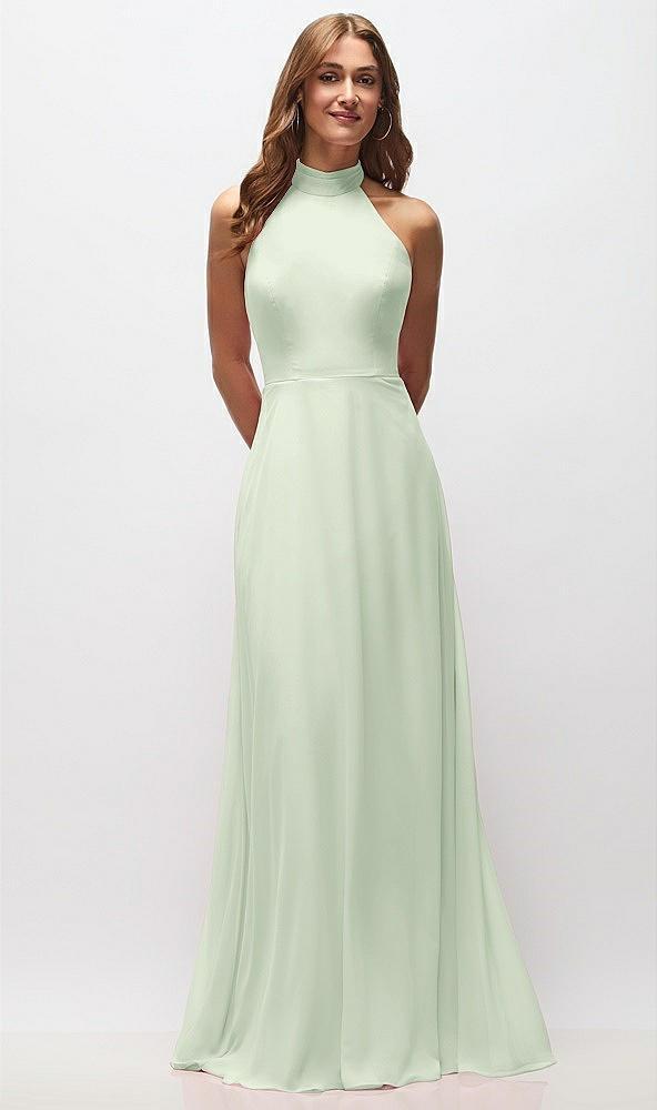 high neck halter backless maxi dress