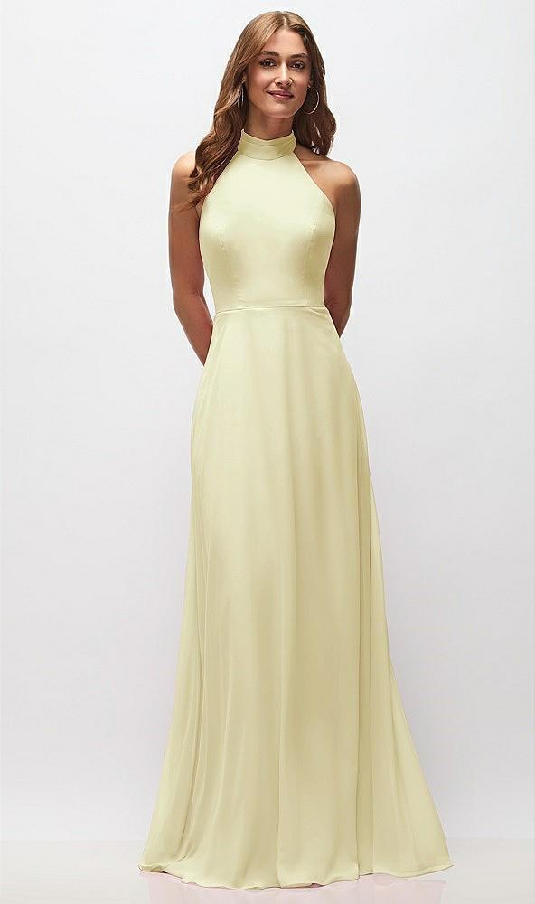 high neck halter backless maxi dress