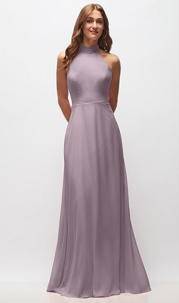 high neck halter backless maxi dress