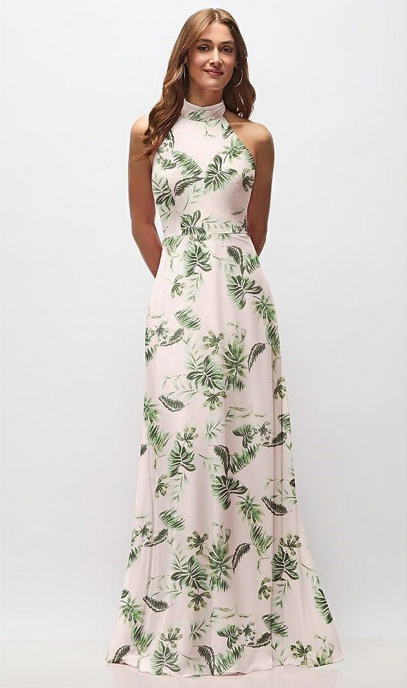 high neck halter backless maxi dress