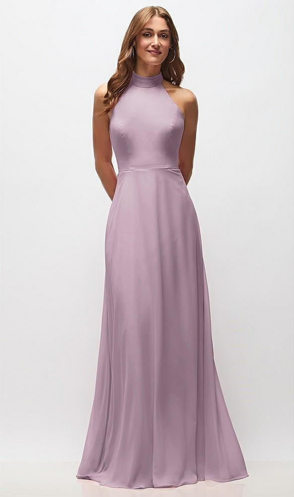 high neck halter backless maxi dress