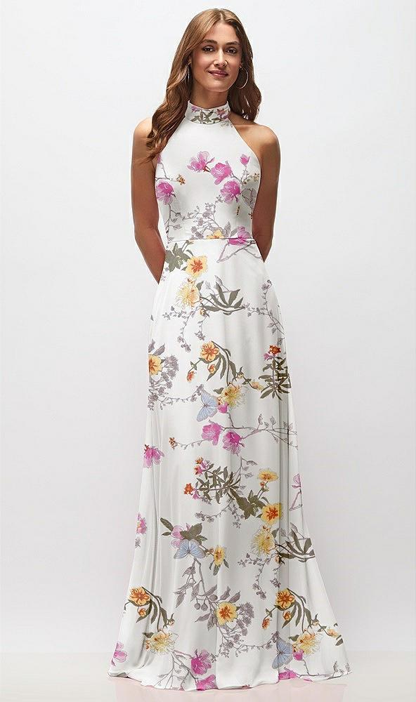 high neck halter backless maxi dress