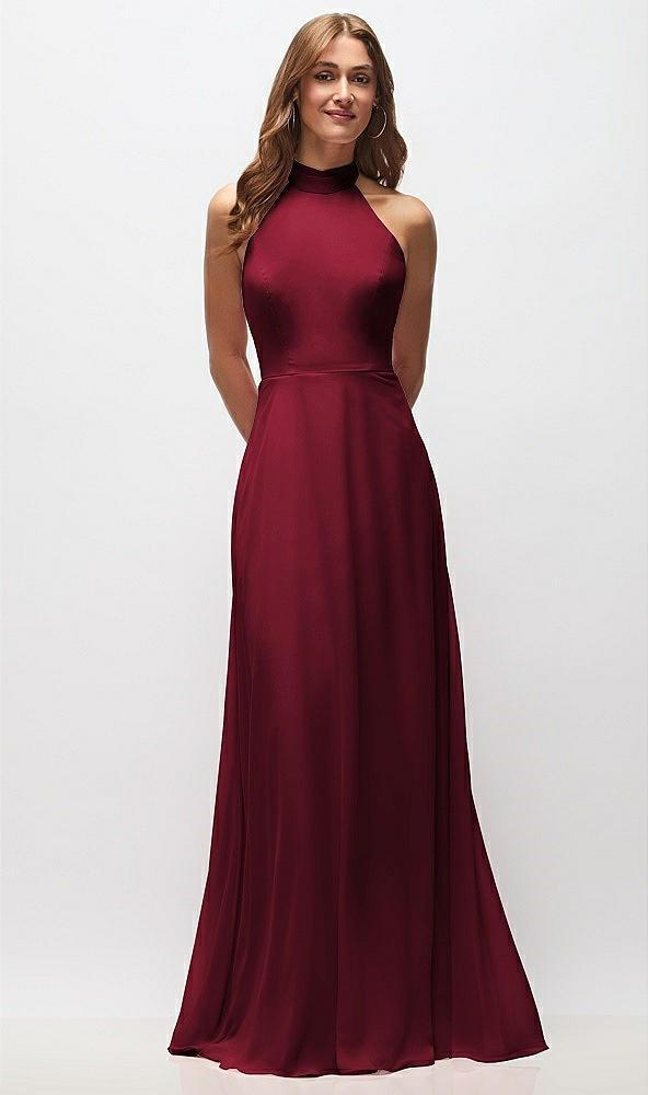 high neck halter backless maxi dress