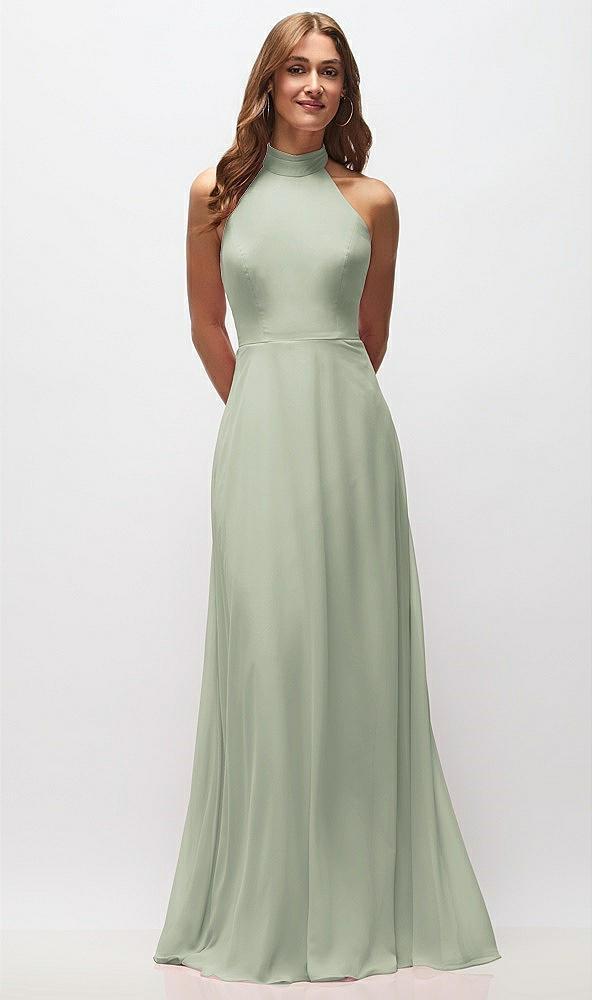 high neck halter backless maxi dress