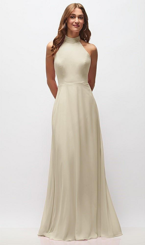 high neck halter backless maxi dress