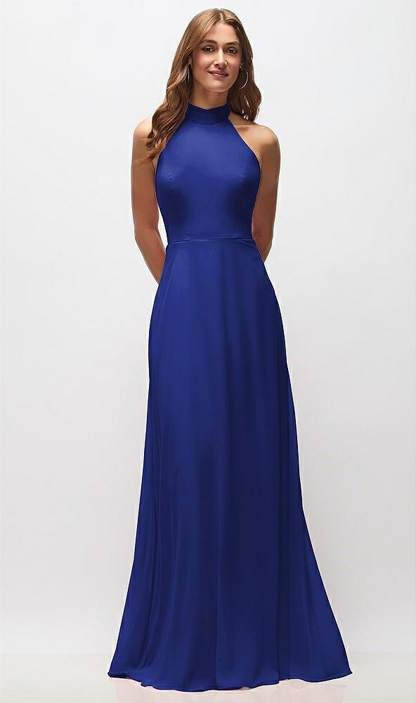 high neck halter backless maxi dress