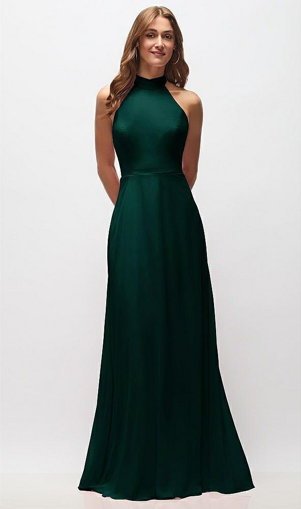 high neck halter backless maxi dress