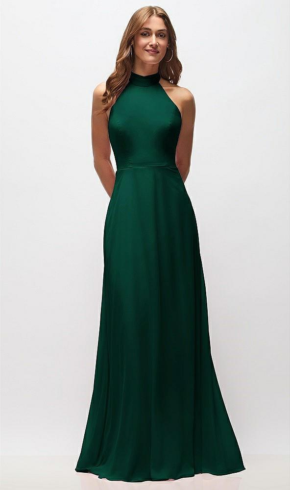high neck halter backless maxi dress